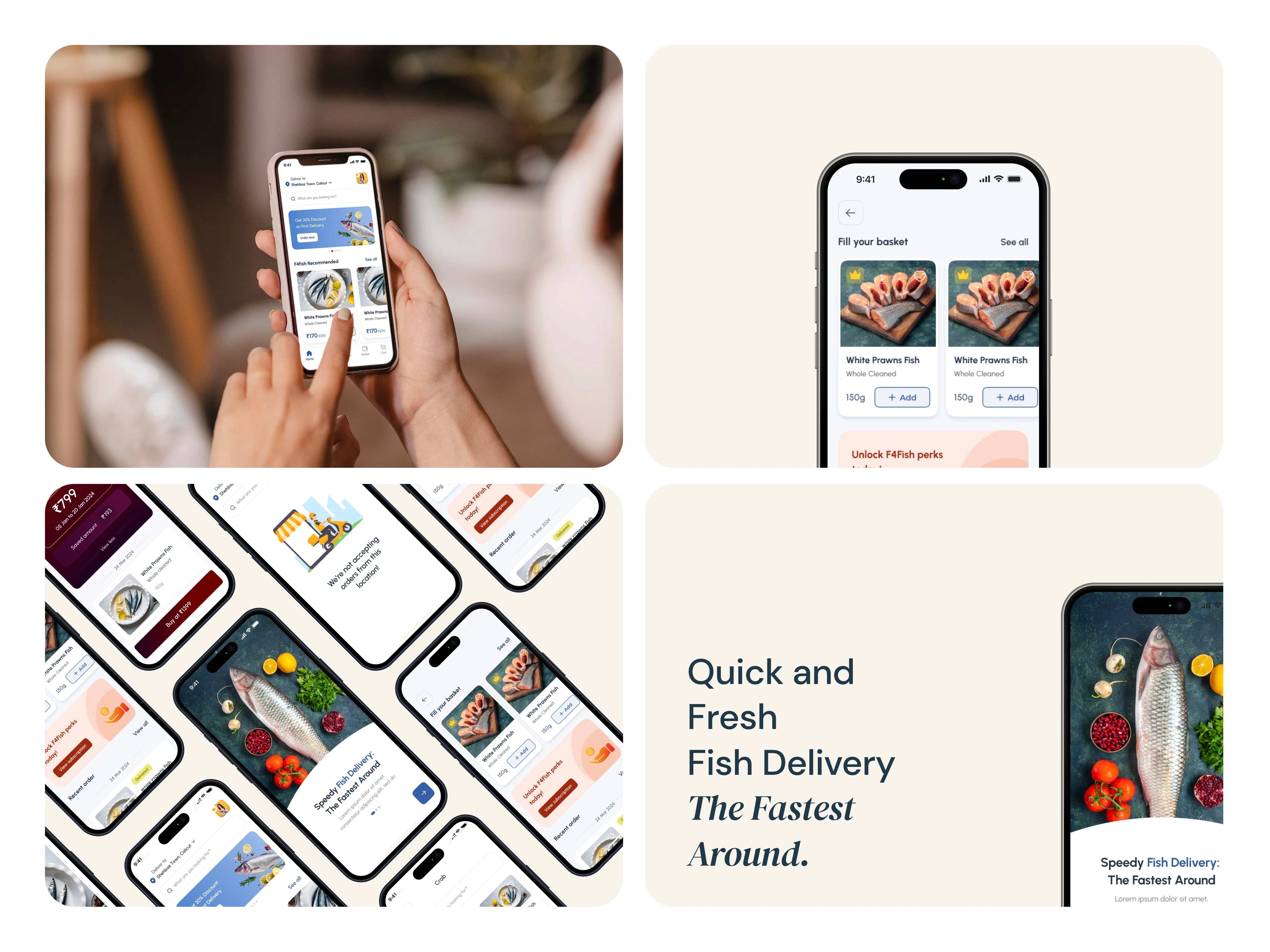 For Me Fish App core mockup screens overview