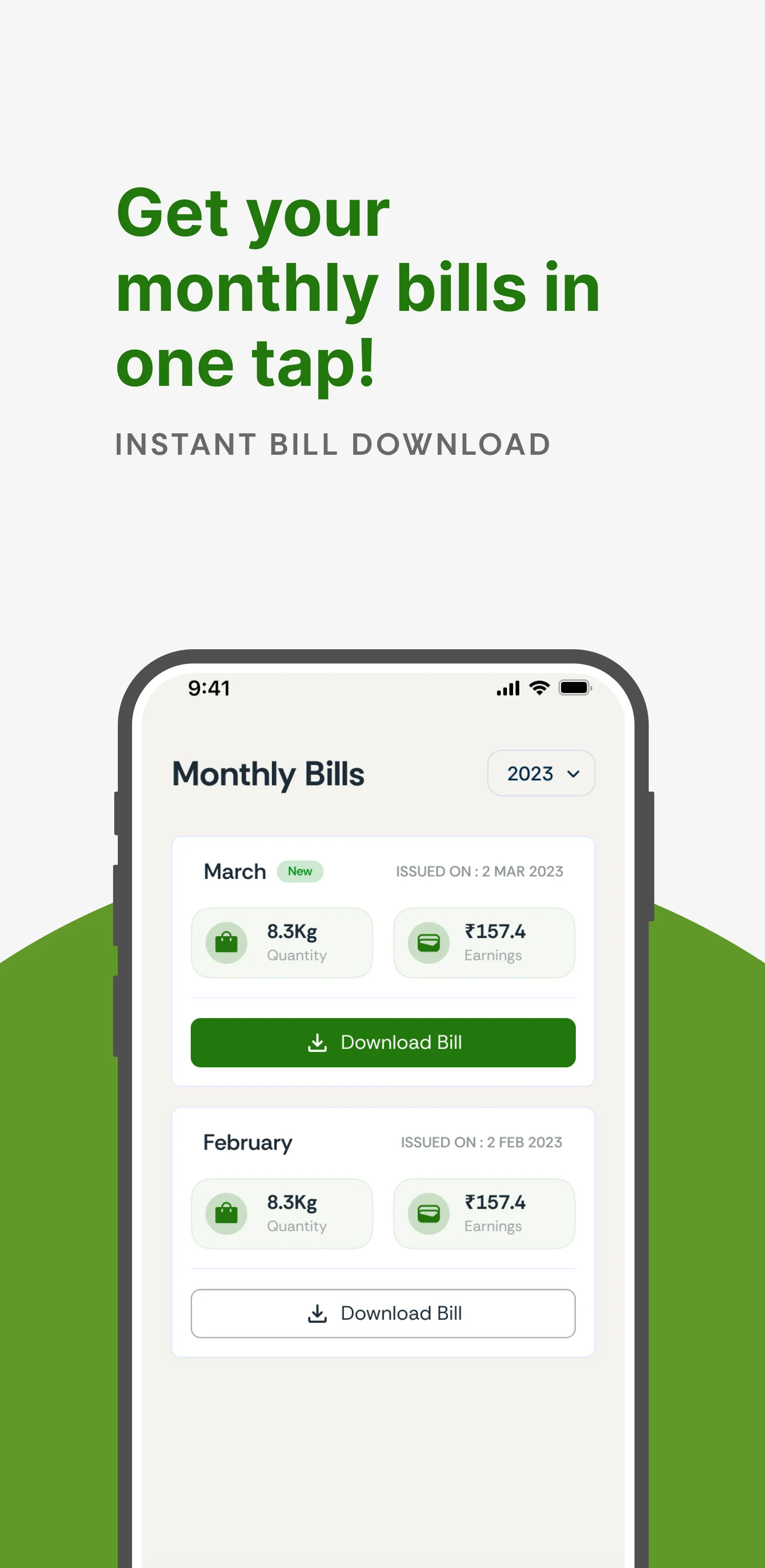 Monthly bills and downloads