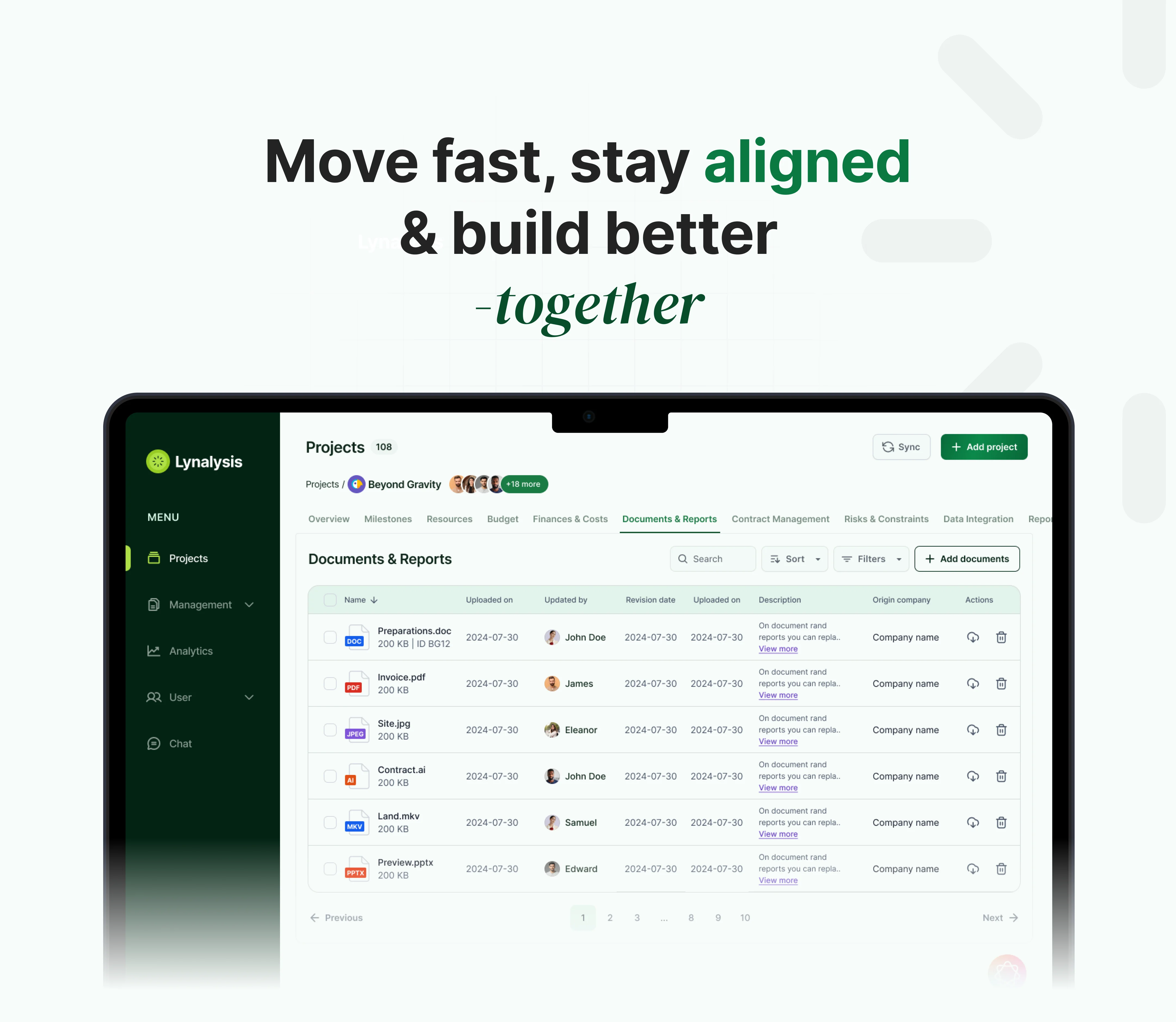 Lynalysis dashboard components design
